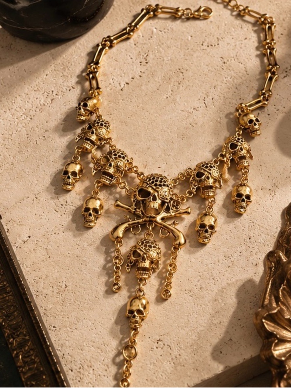 Gold Skull Statement Necklace
